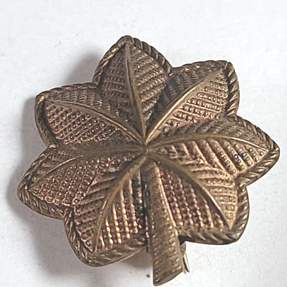 Vintage US Army Colonel Rank Bronze Oak Leaf Cluster Military Insignia Pin C